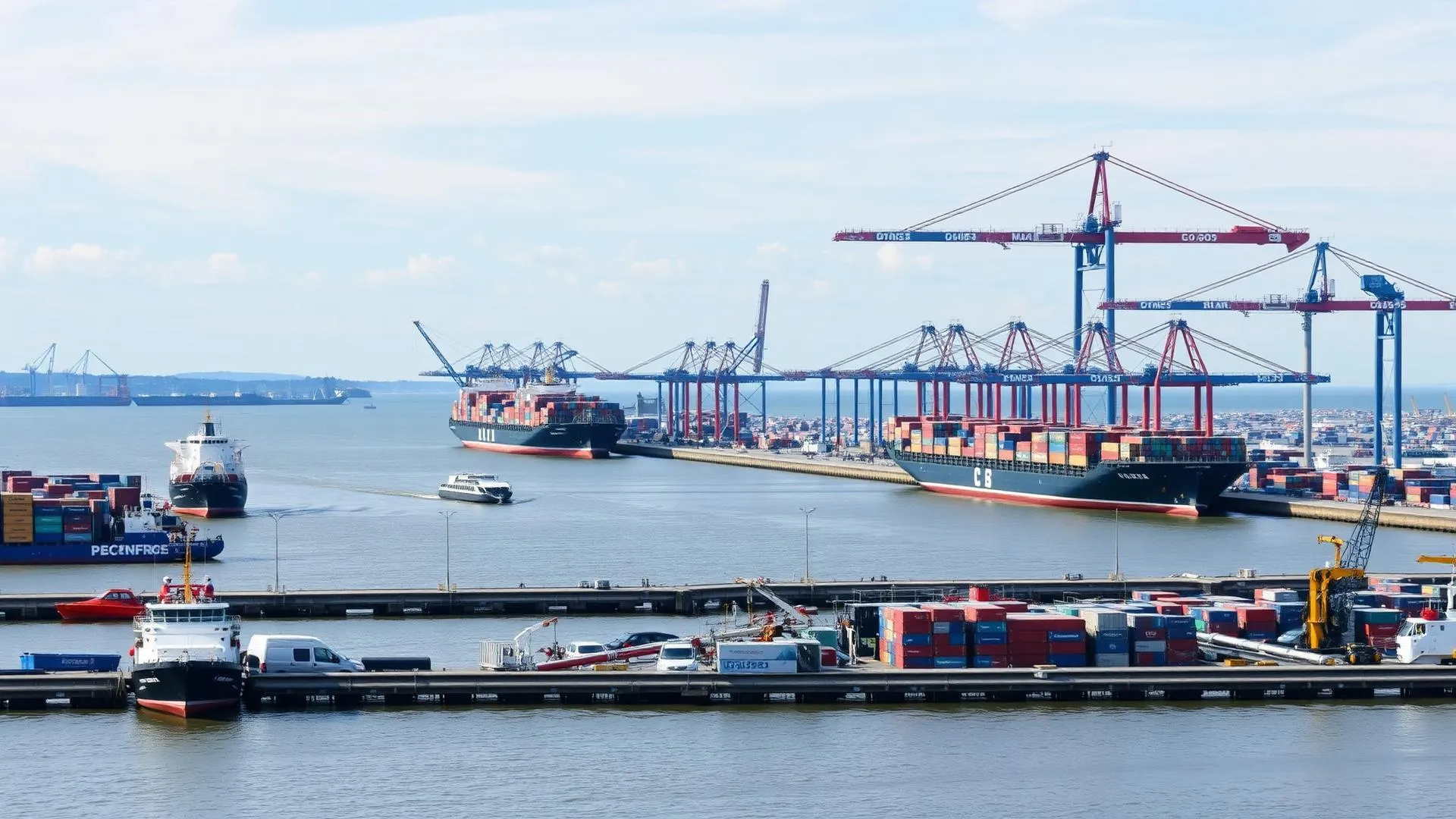 Haven van Zeebrugge - Grootste auto export terminal van België met containerschepen en voertuigen klaar voor verscheping